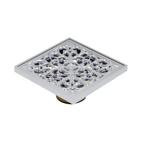 715036 71503601 Wholesale Bathroom Square Anti Odor Thickened Pure Copper Chrome Plated 4inch Brass Floor Drain